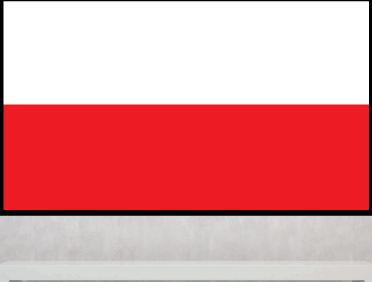 Poland flag sticker with white top and red bottom horizontal bands