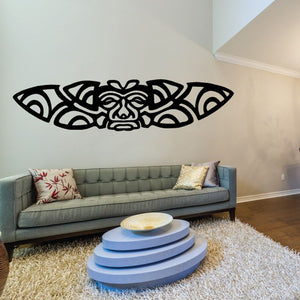 Tribal accent decal with black Polynesian-style tribal pattern, curved banner shape