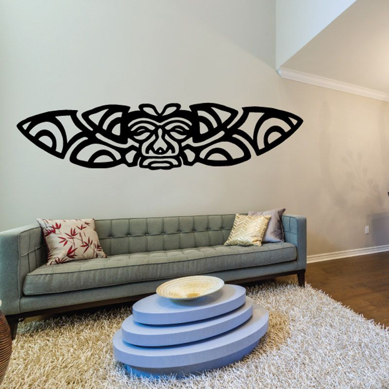 Tribal accent decal with black Polynesian-style tribal pattern, curved banner shape