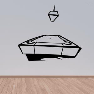 Pool table wall decal with hanging lamp and geometric border