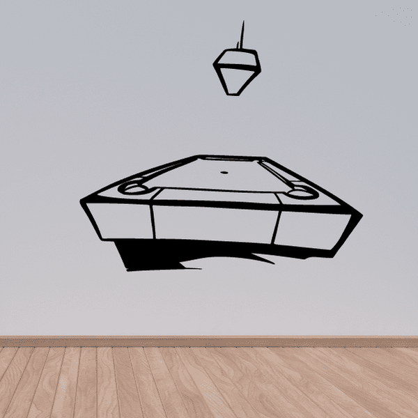 Pool table wall decal with hanging lamp and geometric border
