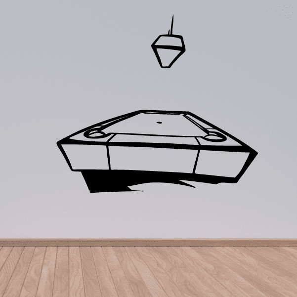Pool table wall decal with hanging lamp and geometric border