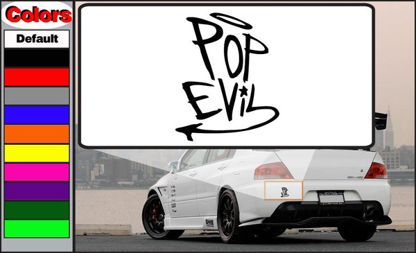 Black Pop Evil vinyl decal with stylized 'POP EVIL' lettering