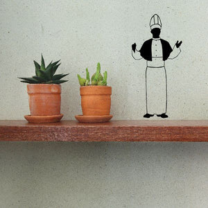 Pope open-arms wall decal in black-and-white, priest figure with raised arms