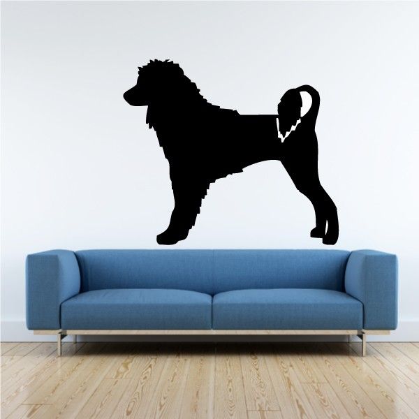 Portuguese Water Dog vinyl decal, black dog silhouette in side profile