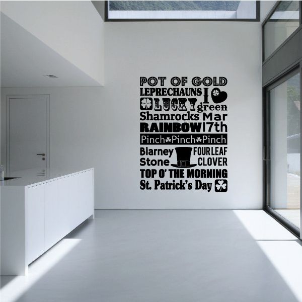 Image of Pot of Gold St Patricks Day Typography Decal