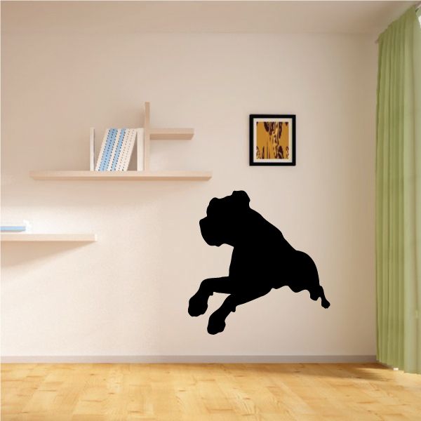 Pouncing Rottweiler decal, black dog silhouette