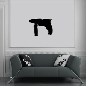 Black power hammer drill wall decal silhouette
