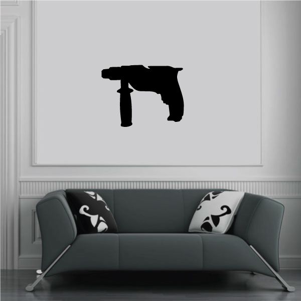 Black power hammer drill wall decal silhouette