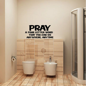 Wall decal: PRAY with four-letter word quote
