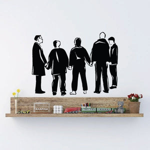 Prayer group wall decal with black silhouette figures holding hands