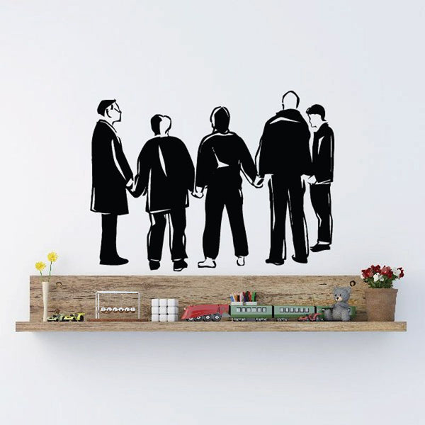 Prayer group wall decal with black silhouette figures holding hands