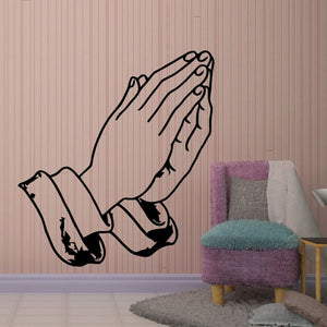 Praying hands bishop decal with black outline design