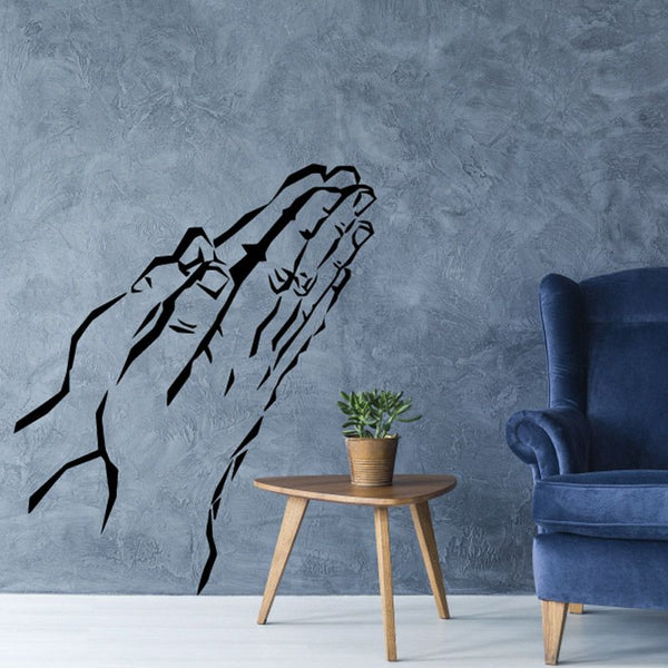 Black praying hands wall decal