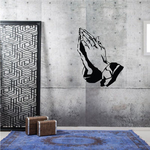 Praying hands minister decal sticker, black clasped hands with robe cuffs