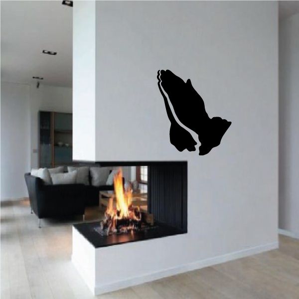 Black praying hands silhouette wall decal sticker