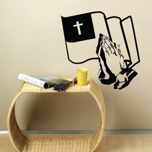 Image of Praying hands with Clergy Flag Decal