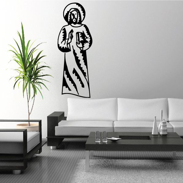 Praying Jesus decal: black praying figure with halo and raised hands