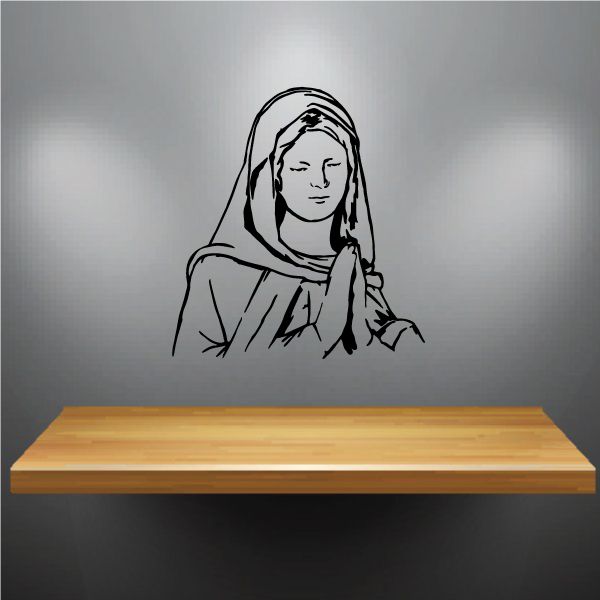 Praying nun decal: black line-art praying nun with folded hands