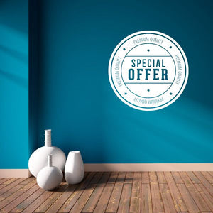 Circular vinyl wall decal reading 'SPECIAL OFFER' seal.