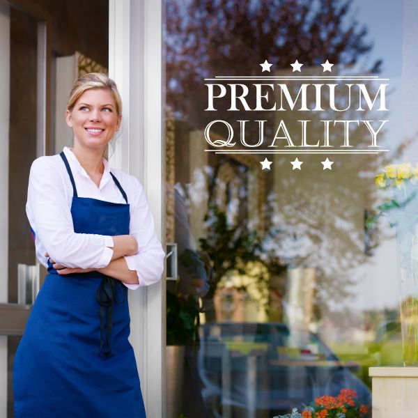 Vinyl wall decal text 'Premium Quality' with stars