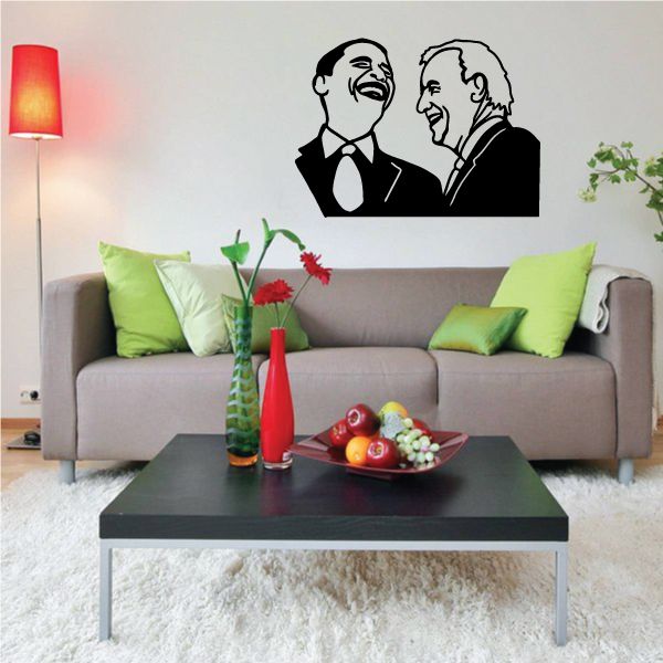 Wall decal featuring two black silhouette presidential profiles
