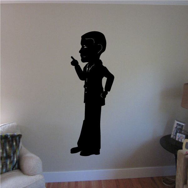Silhouette wall decal of President Obama lecturing, holding one hand up