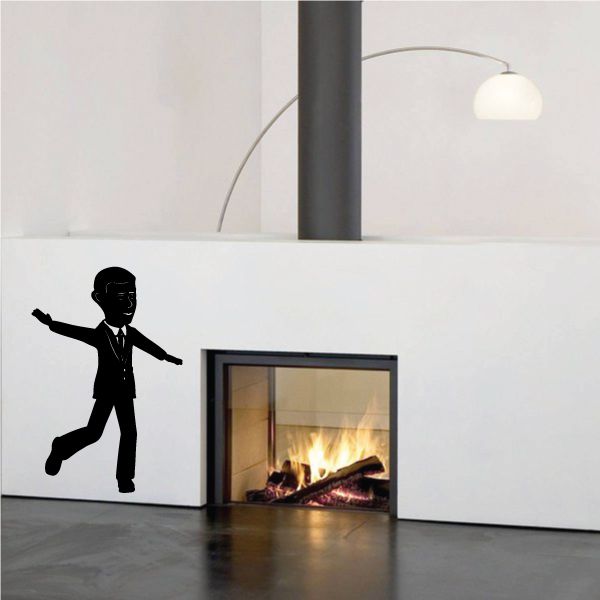 Running President Barack Obama silhouette wall decal in black