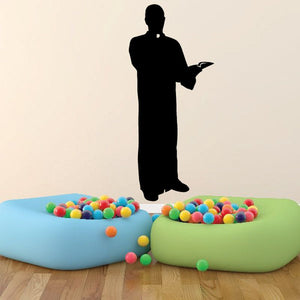Priest reading Bible wall decal with black silhouette