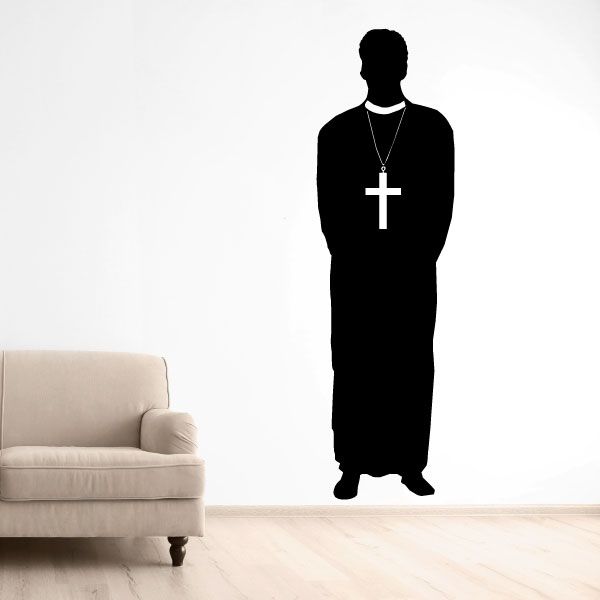Black priest robe with centered cross decal on the chest