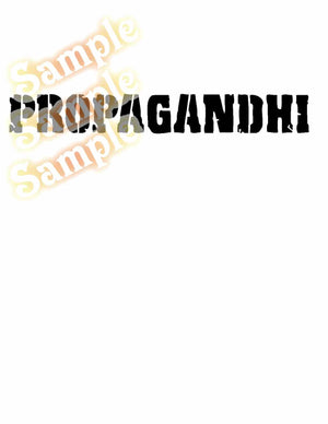 Propagandhi decal with black "PROPAGANDHI!" text