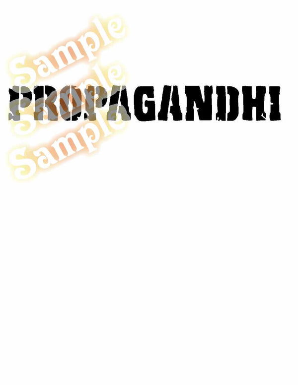 Propagandhi decal with black "PROPAGANDHI!" text