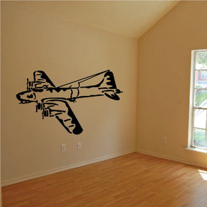 Black propeller bomber airplane wall decal