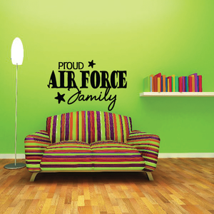 Wall decal: Proud Air Force Family script with black stars