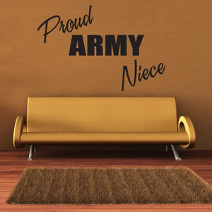 Proud Army niece block decal with black and navy text