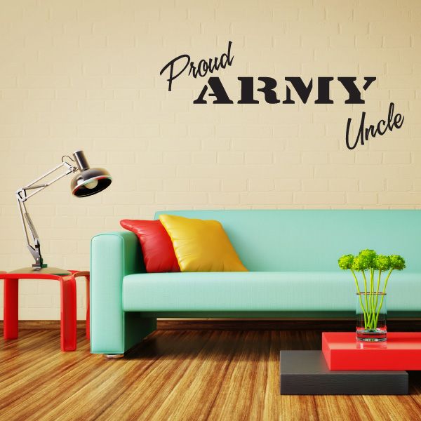 Wall decal with Proud ARMY Uncle lettering