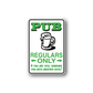 Beer-themed sign wall decal PUB REGULARS ONLY with green mug icon, vinyl sticker