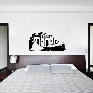 Pueblo City Decal: black and white cityscape with ribbon banner