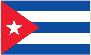 Rectangular Cuba flag sticker with red triangle, white star, and blue-and-white stripes