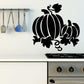 Black pumpkin pair wall decal with swirling vines and leaf accents