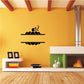Black pumpkin split accent decal with two horizontal lines and small stem