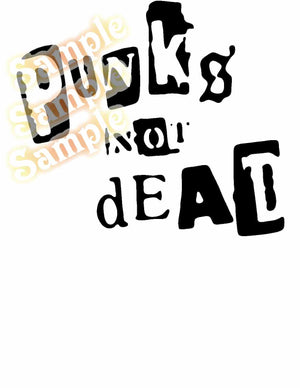 Graffiti-style black decal with punk silhouette and bold layered lettering
