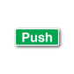 Green push safety wall decal sticker with white border and 'Push' text