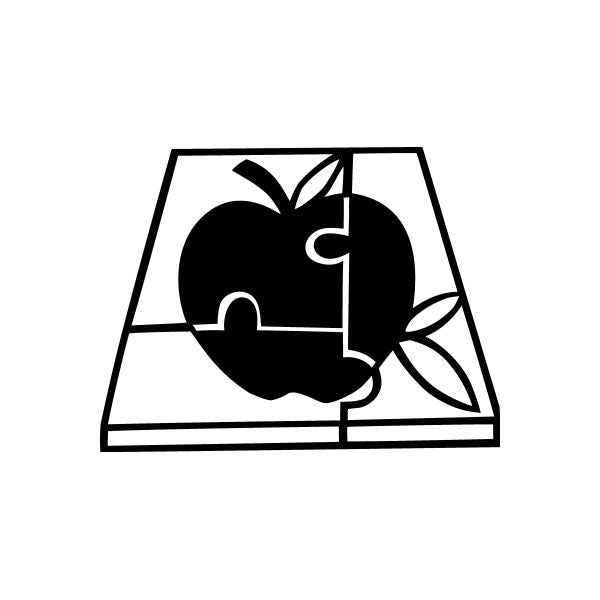 Puzzle vinyl decal sticker: black fruit with leaves and split center