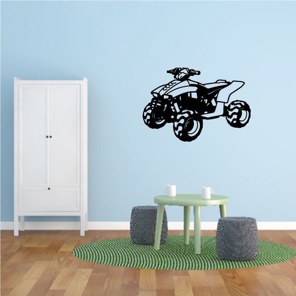 Quad bike wall decal, black vinyl ATV graphic