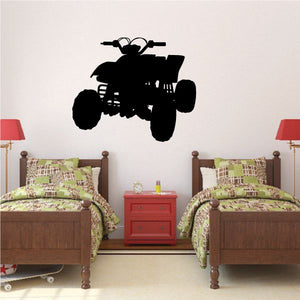 Quad bike vinyl wall decal, black silhouette.