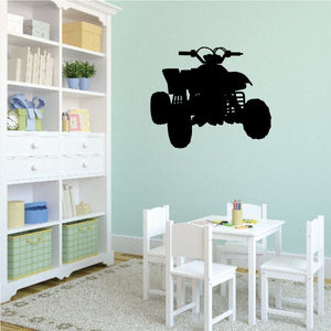 Black quad bike wall decal vinyl, centered silhouette