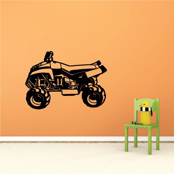 Black quad bike vinyl wall decal silhouette
