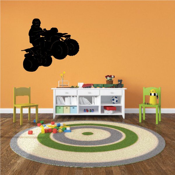 Quad bike vinyl wall decal with black ATV silhouette