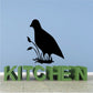 Quail on grass wall decal with green “KITCHEN” letters